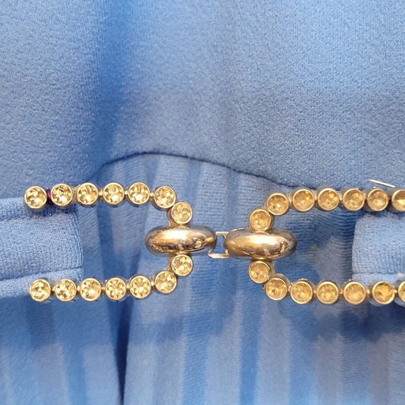 Vintage Dress Polyester Diolen Made in Europe Sz 44 Pleated Skirt Zip Back Belt - Picture 7 of 13